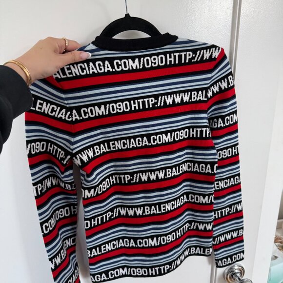 Balenciaga Knit Sweater Miniskirt Coords Multicolor Logo Striped Web Set 2 PC - Picture 11 of 12